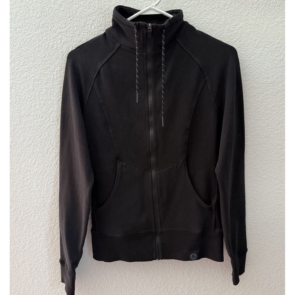 American Giant Full Zip Jacket Womens Small Black Drawstrings
